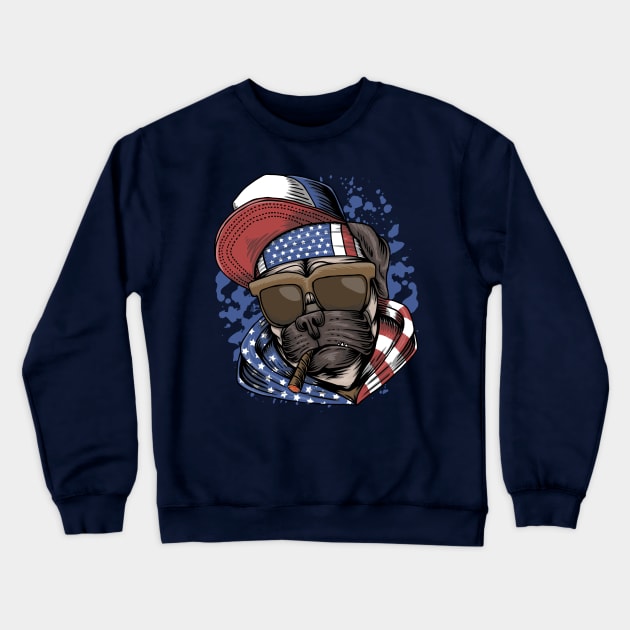 Pug dog USA Crewneck Sweatshirt by be yourself. design